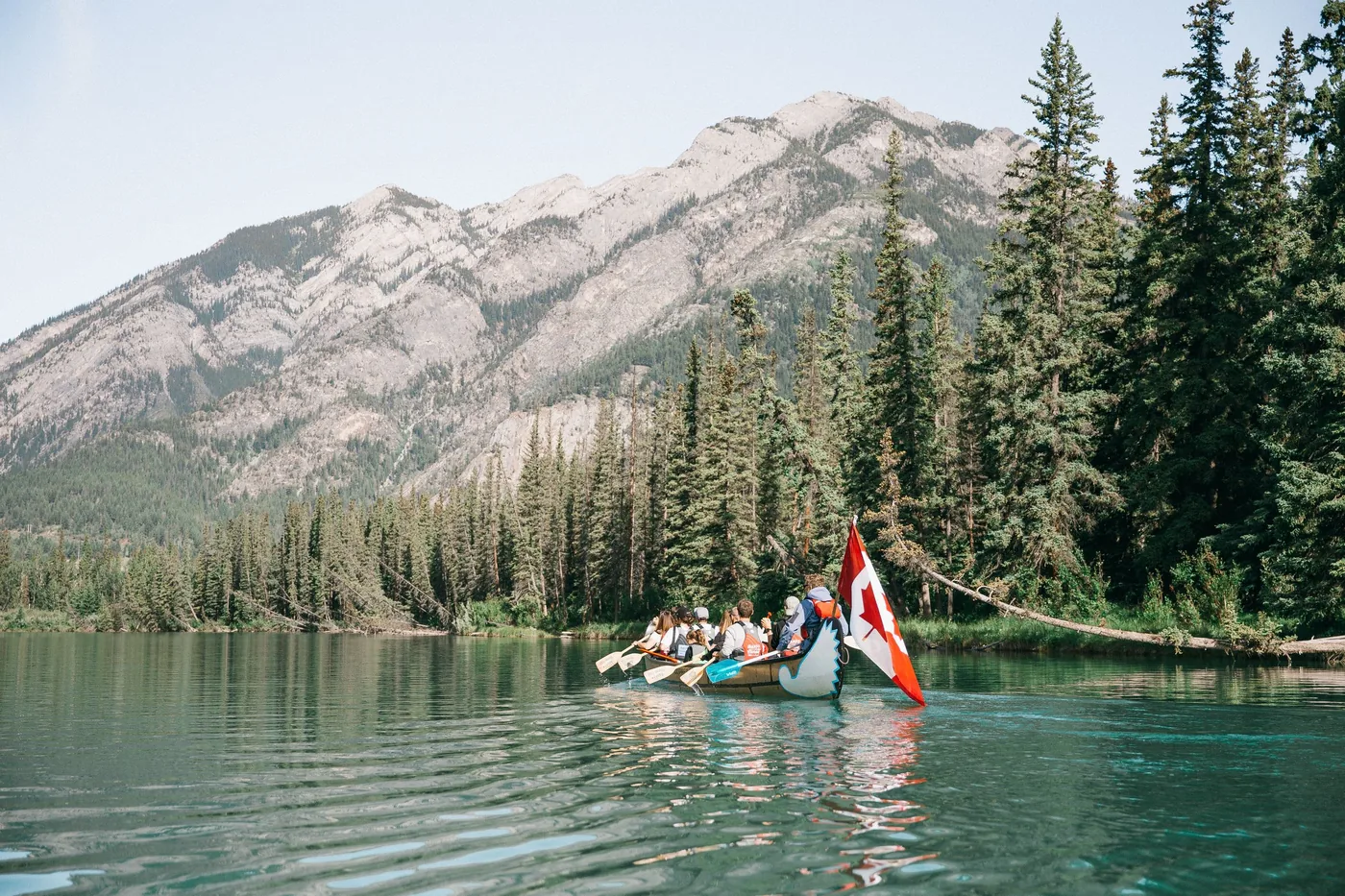 Offer photo: Big canoe on the Bow River with a guide