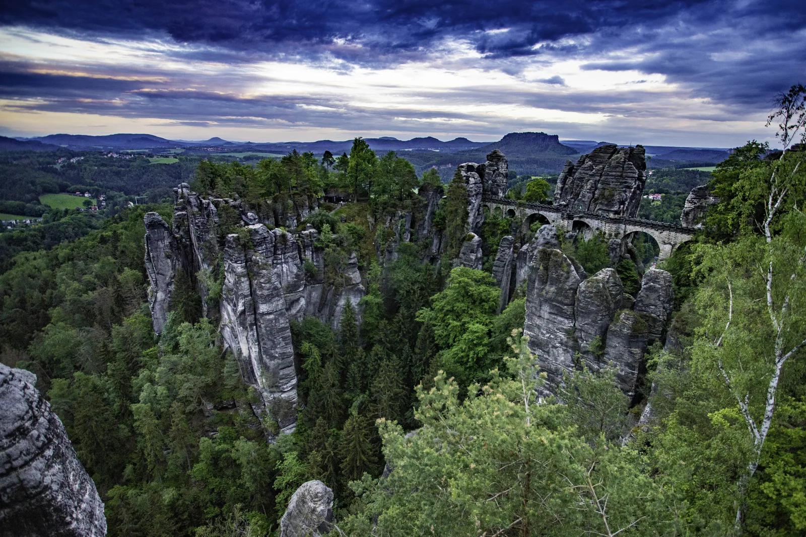 The Bastei Bridge and the Bastei rocks in Saxon Switzerland National Park