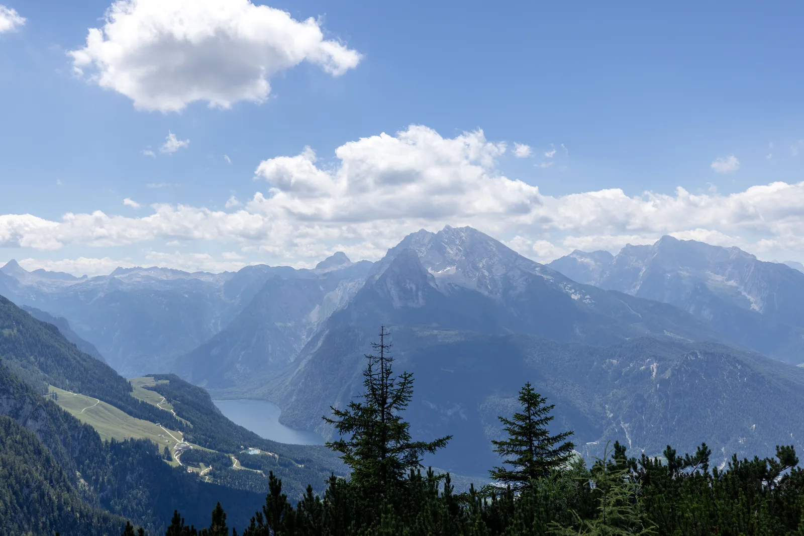 View from the Eagle's Nest over the mountains, with Lake Königssee in the background