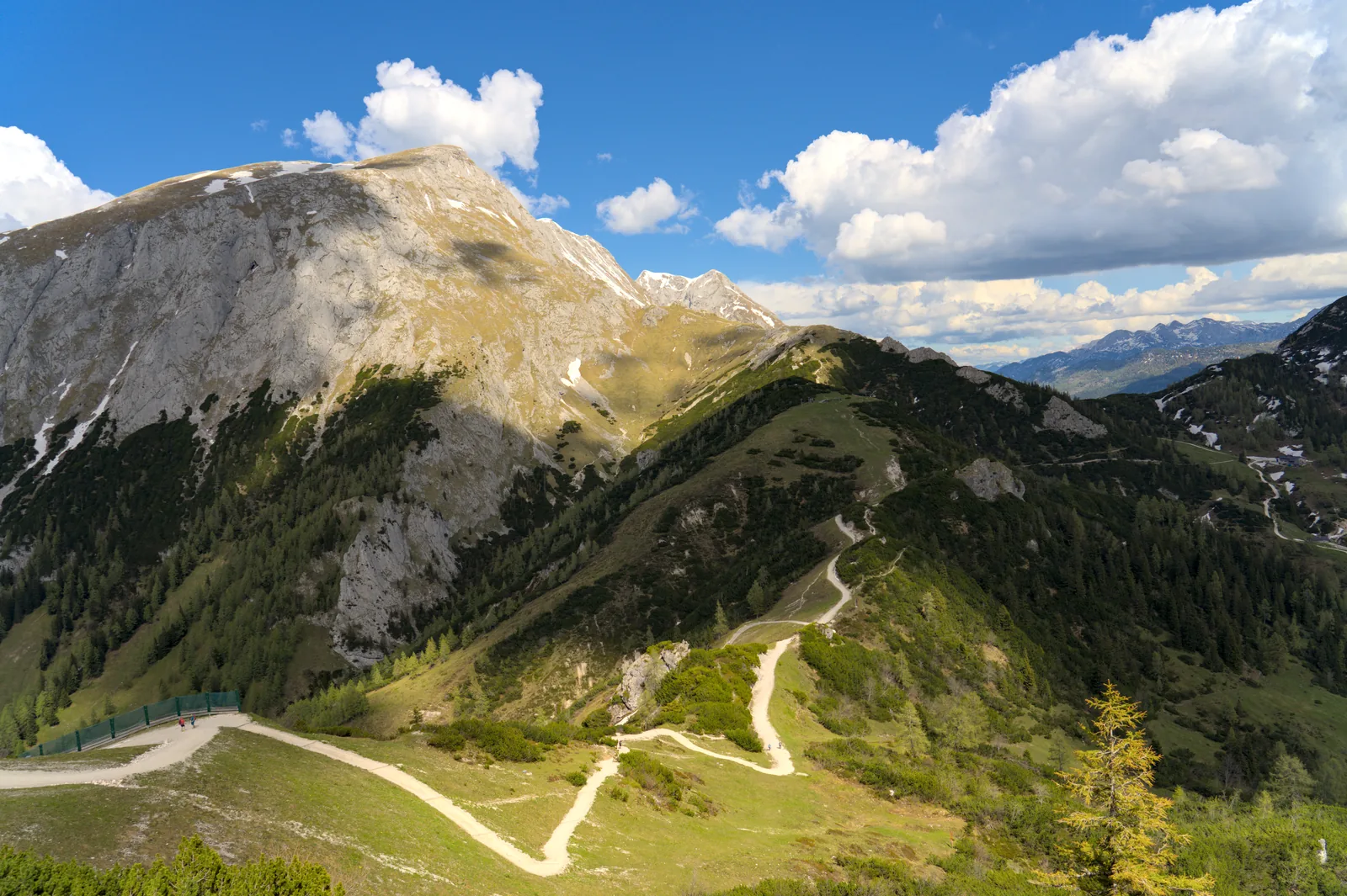View from the platform of the Jenner top station to the Hohes Brett in Berchtesgaden National Park