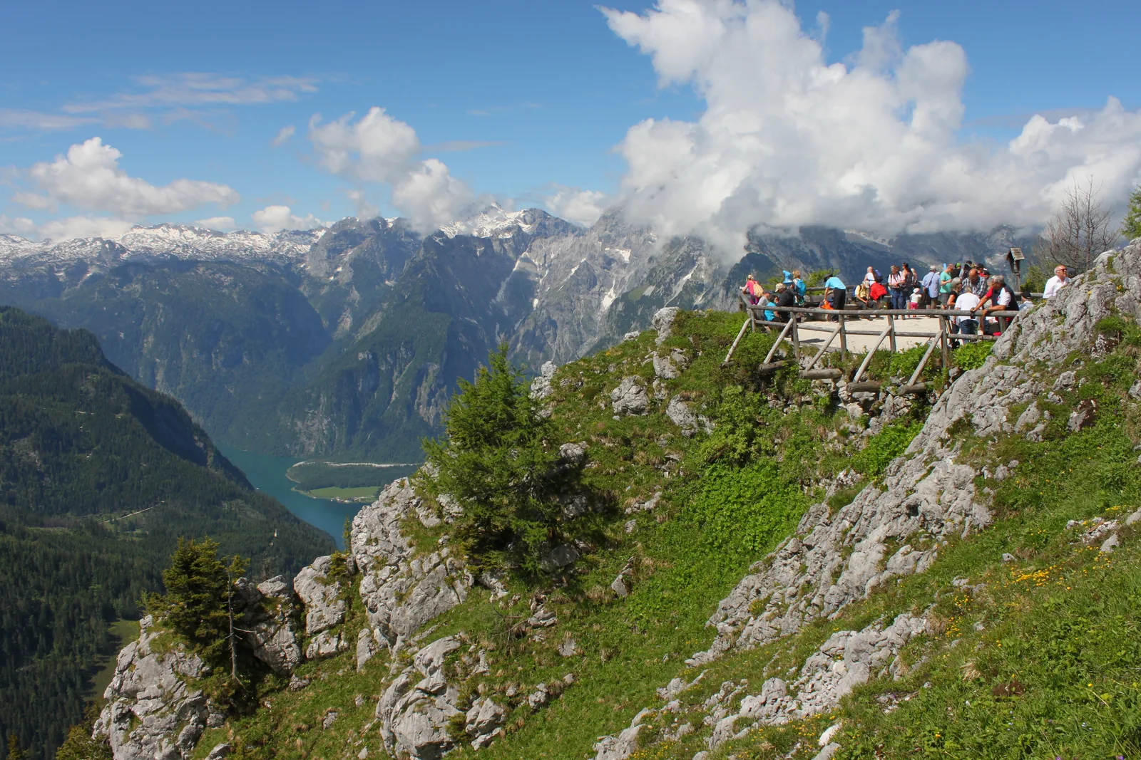 View from the Jenner of Lake Königssee with the viewing platform