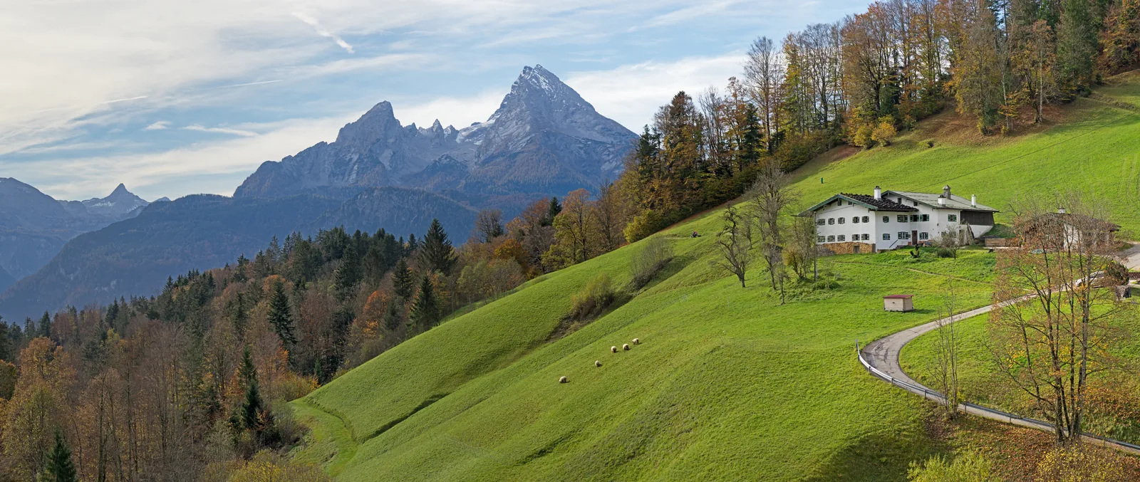 Panoramic view from Maria Gern of the Watzmann in Berchtesgaden National Park