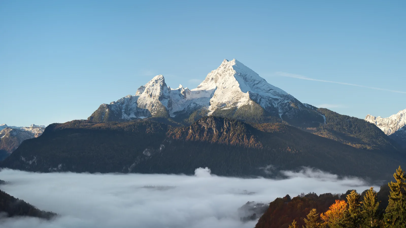 The Watzmann in Berchtesgaden National Park, seen from the north, with Hocheck, Mittelspitze and Südspitze