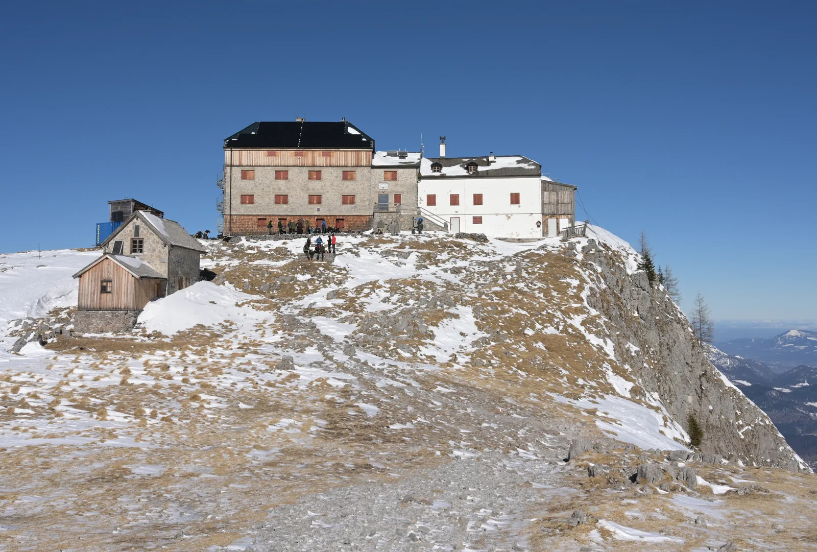 The Watzmannhaus in Berchtesgaden National Park, closed for winter, photographed in February 2023