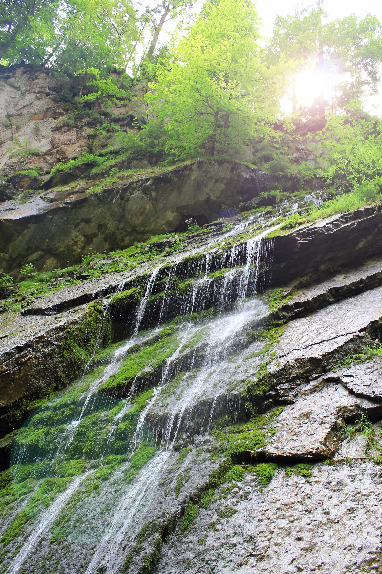 In the Wimbach Gorge in Berchtesgaden National Park, between the rock walls