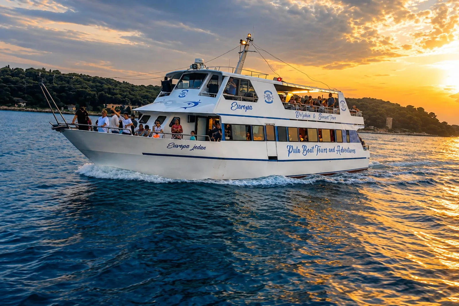 Offer photo: Pula: Brijuni Sunset Dolphin Watching with Drinks & Dinner