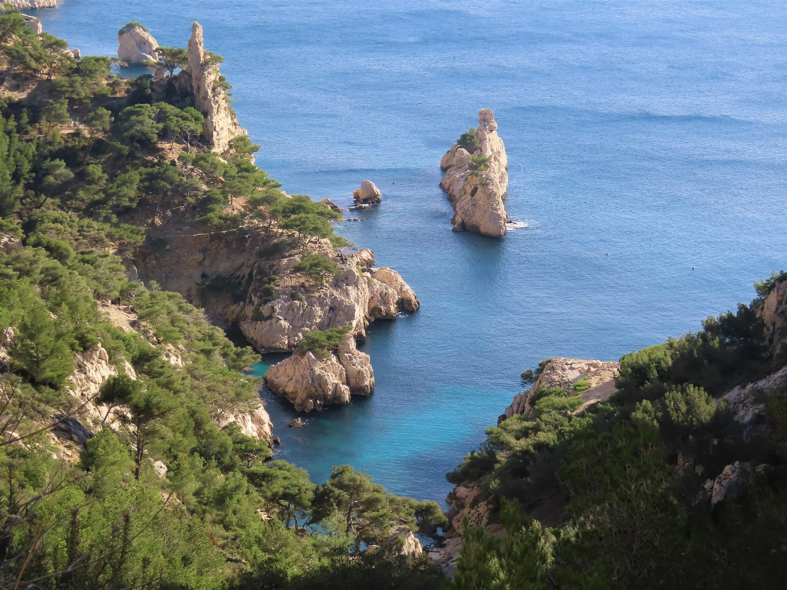 Rock pinnacles and coves of the Calanque de Sugiton in Calanques National Park