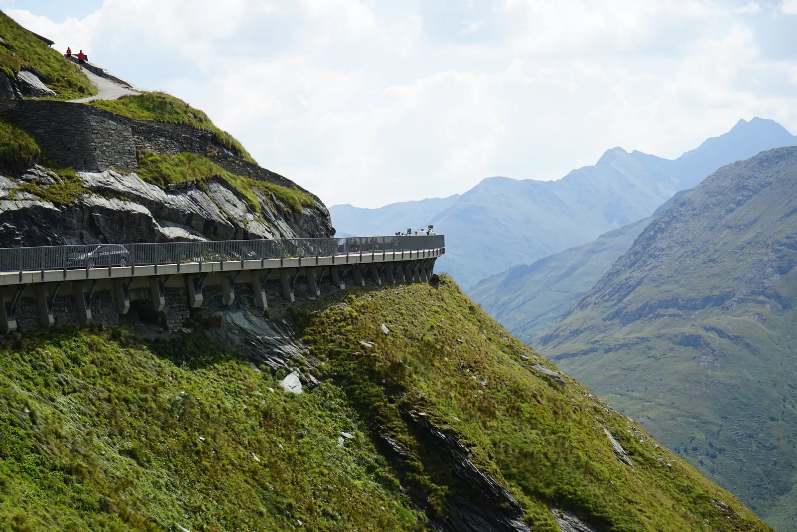The Grossglockner High Alpine Road near Hohe Tauern National Park as a gallery on a steep rock face above a mountain valley