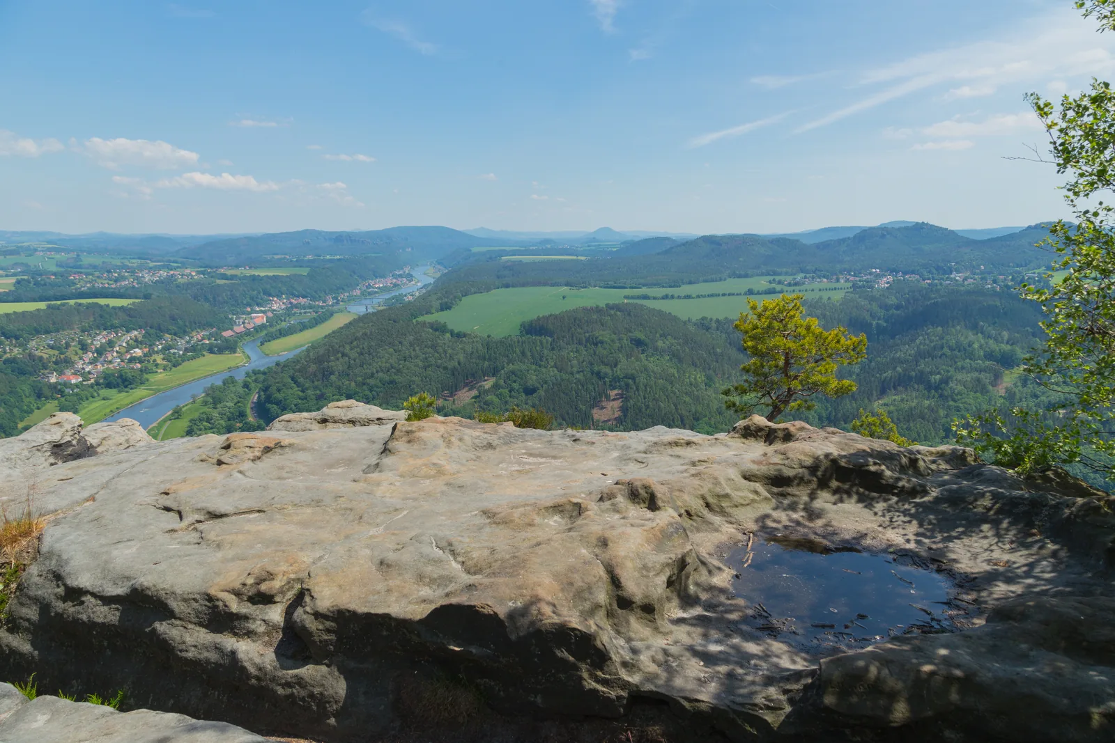 View from the Lilienstein in Saxon Switzerland National Park across the Elbe valley