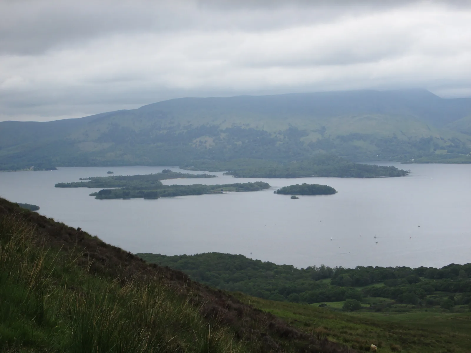 View from Conic Hill in Loch Lomond & The Trossachs National Park over Loch Lomond and its wooded islands